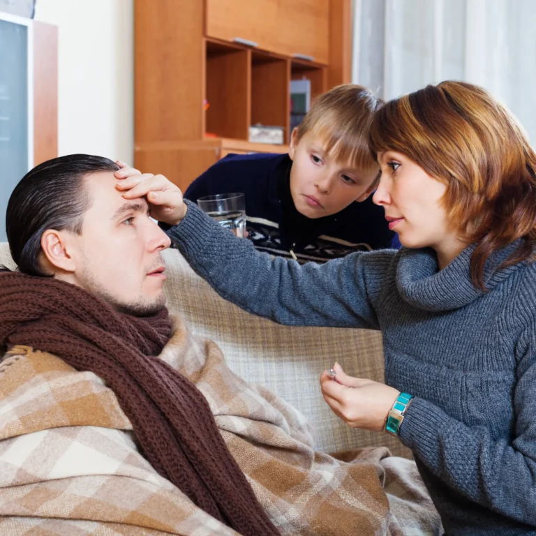 woman-son-caring-unwell-man